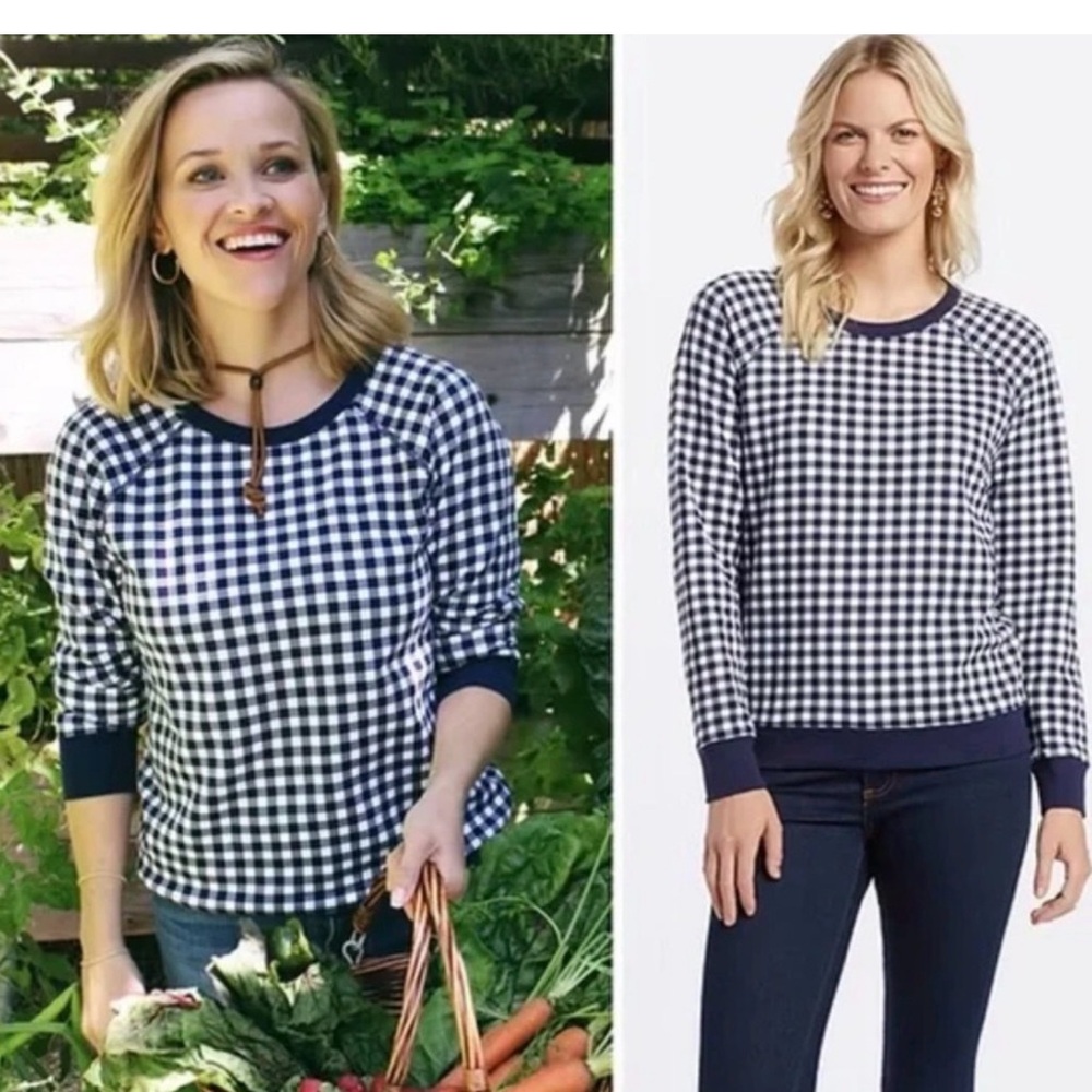 Draper James Navy Checkered pullover - Picture 5 of 5